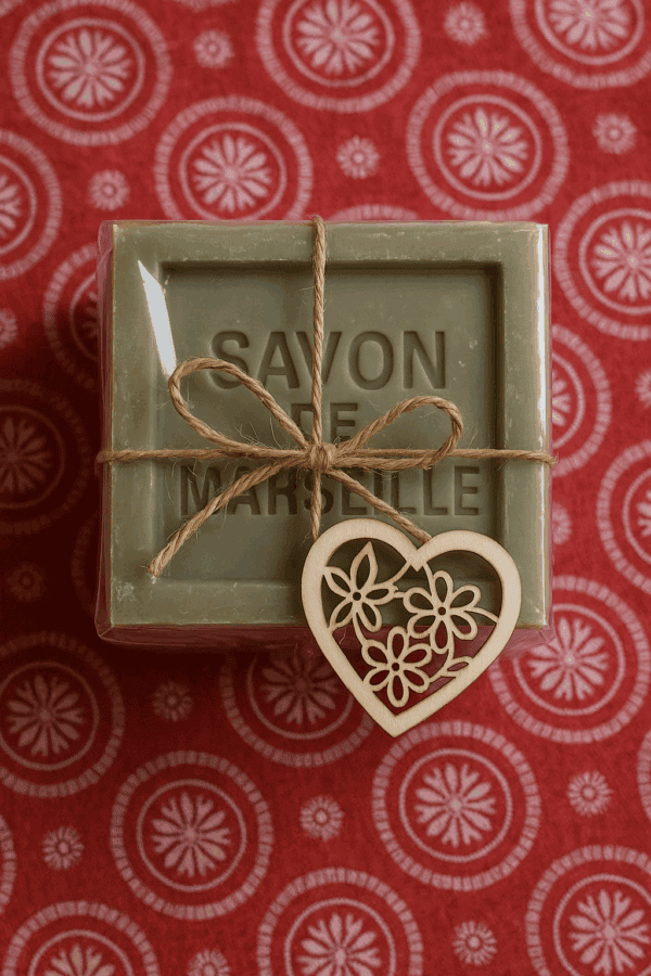 Savon de Marseille mit Holzherz Deco